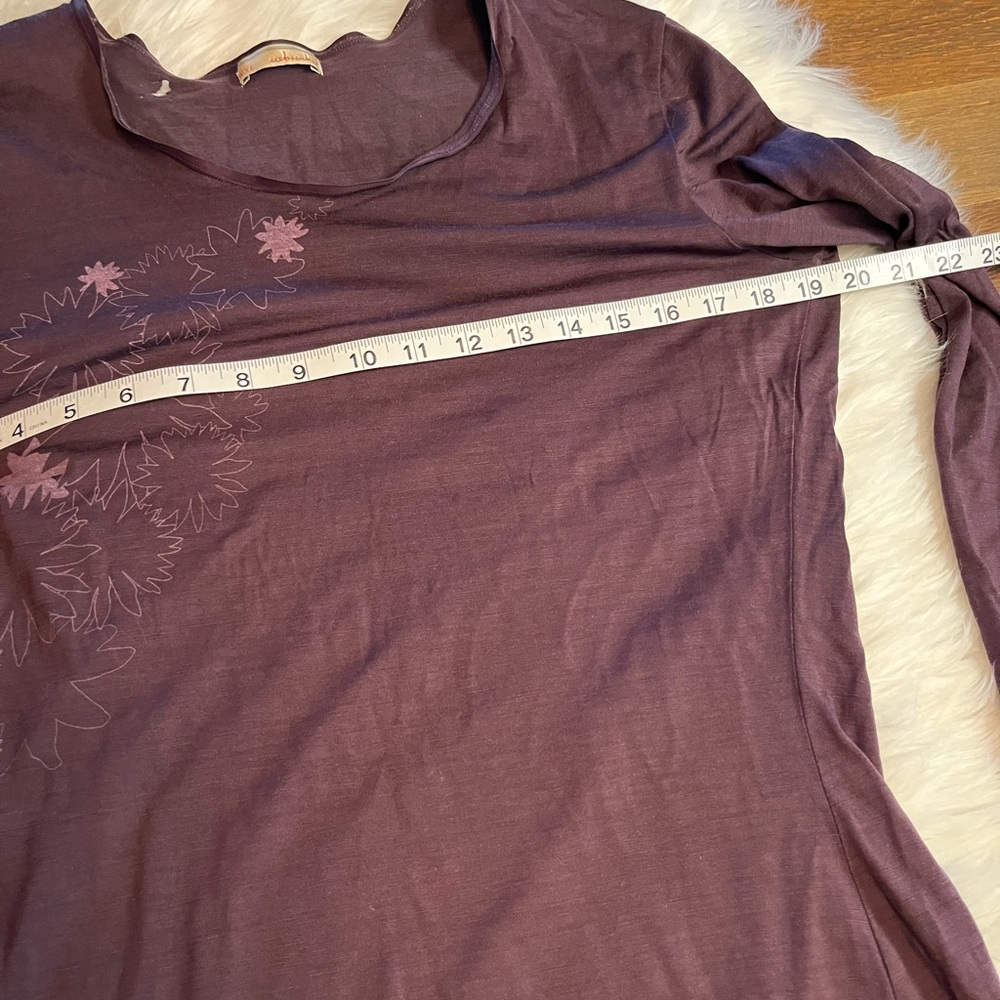 Icebreaker Plum Long Sleeve Floral Crewneck Wool Top - Picture 3 of 7